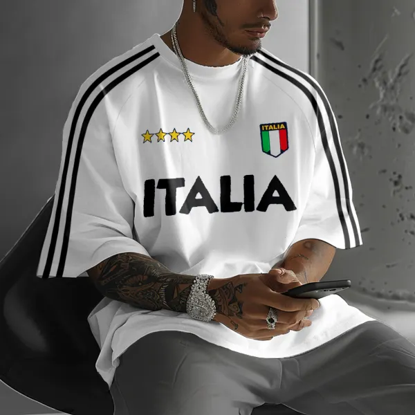 Unisex Italian Football Y2K Oversized T-shirt - Elementnice.com 