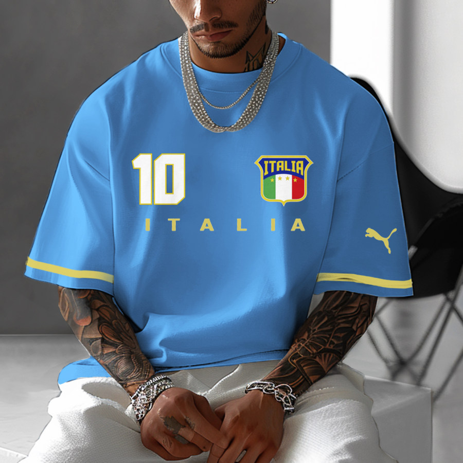 

Unisex Italy Euro NO.10 Football Sports Y2K Oversized T-shirt