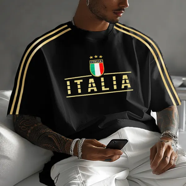 Unisex Vintage Italian Football Sports Y2K Oversized T-shirt - Wayrates.com 