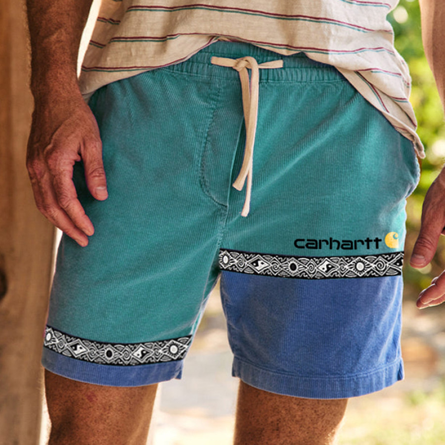 

Corduroy Surf Shorts Unisex Street Contrasting Patchwork Retro Skateboard Shorts