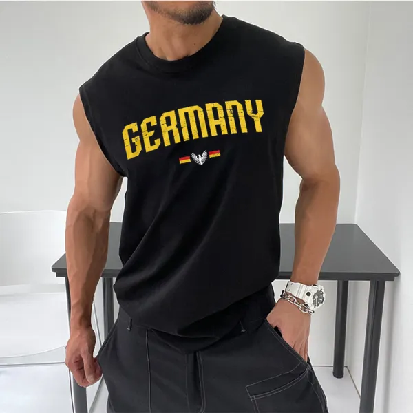 German Printed Loose Fitness Vest - Wayrates.com 