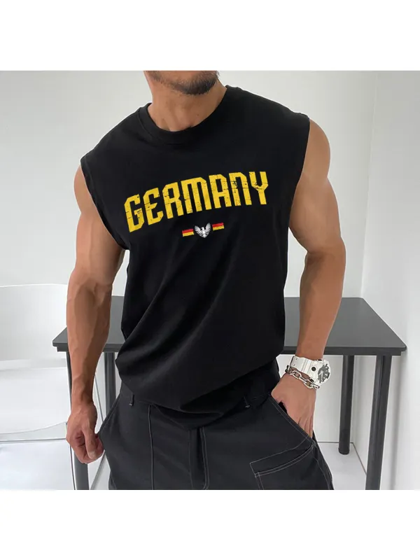 German Printed Loose Fitness Vest - Ootdmw.com 