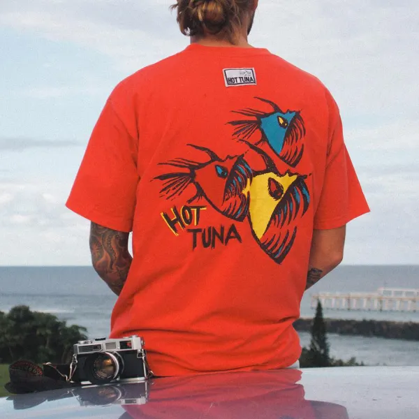 Retro Seaside Holiday Printed Oversized T-shirt - Ootdyouth.com 