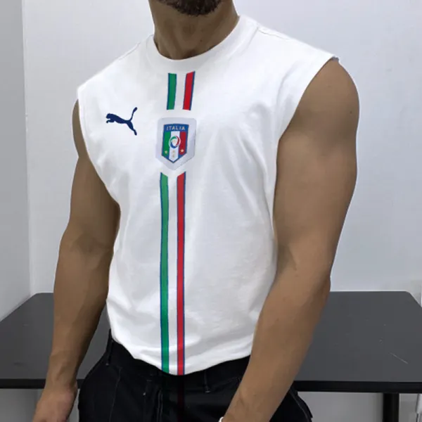 Men's Casual Mesh Vest Italian Print Vest - Ootdcowboys.com 