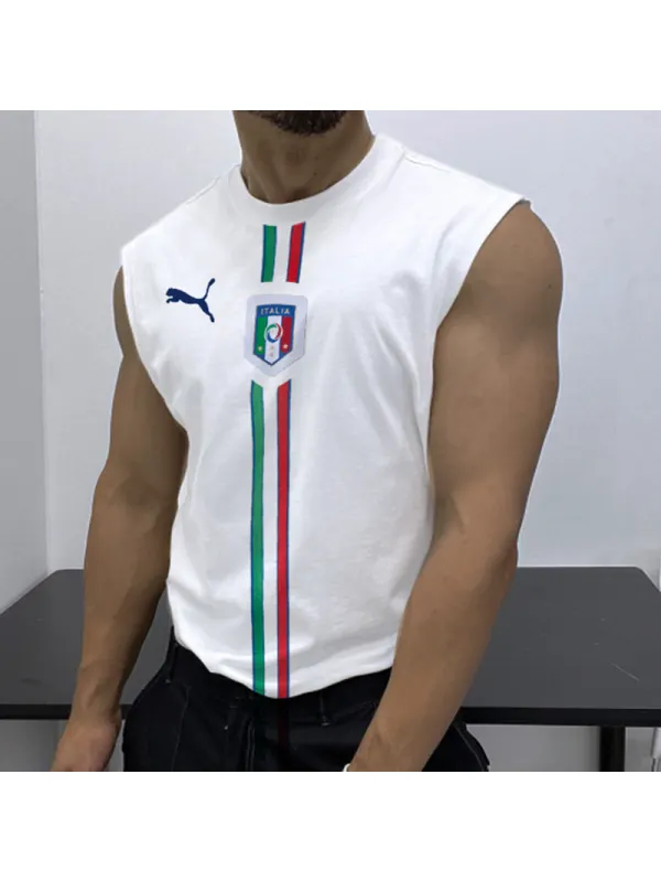 Men's Casual Mesh Vest Italian Print Vest - Anrider.com 