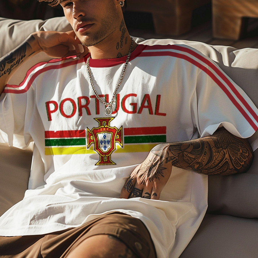

Unisex Vintage Portugal Football Printed Oversized Y2k T-shirt