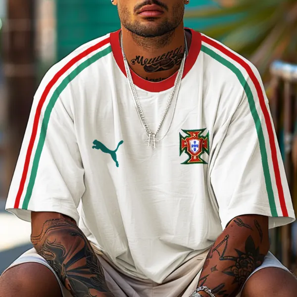Unisex Vintage Portugal Football Y2K Oversized T-shirt - Wayrates.com 