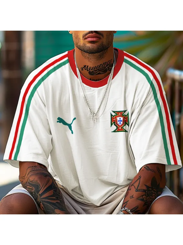 Unisex Vintage Portugal Football Y2K Oversized T-shirt - Timetomy.com 