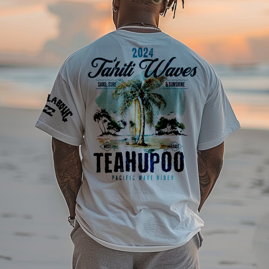 

Men's Billabong Oversized Teahupoo Tahiti Gradient Vintage Batik Tie Dye Ombre Surf T-Shirt