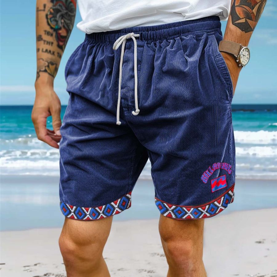 

Men's Corduroy Vintage 90s Billabong Aztec Surf Shorts Beach Vacation Hawaii Casual Walkshort