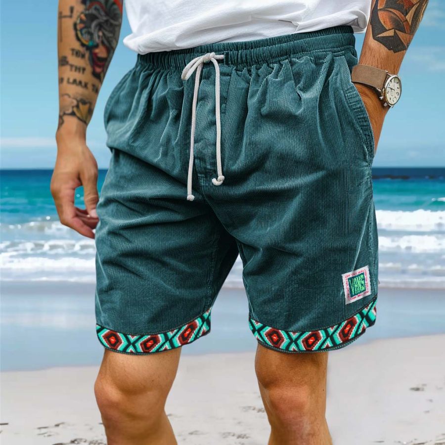 

Men's Corduroy Vintage 90s Vans Aztec Surf Shorts Beach Vacation Hawaii Casual Walkshort