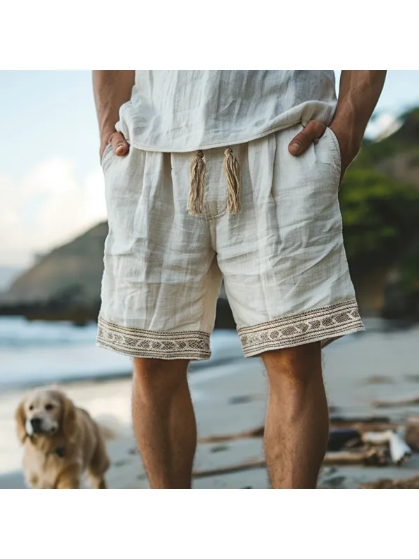 Retro Ethnic Casual Linen Shorts Bohemian Style Shorts - Anrider.com 