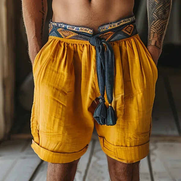 Men's Ethnic Casual Linen Shorts - Albionstyle.com 