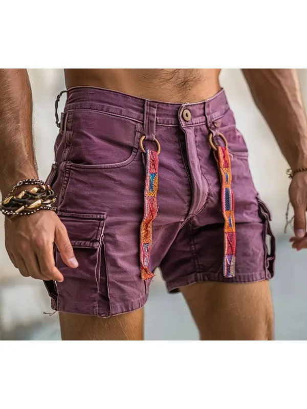 Men's Vintage Bohemian Work Shorts - Ootdmw.com 