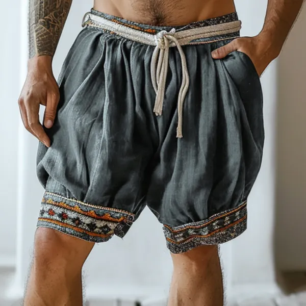 Men's Bohemian Linen Lantern Harem Shorts - Yiyistories.com 