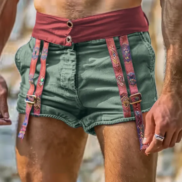 Men's Holiday Ethnic Contrast Color Hot Shorts - Keymimi.com 