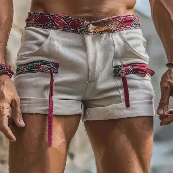 Men's Vintage Holiday Ethnic Patchwork Shorts - Albionstyle.com 