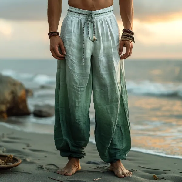 Men's Beach Vacation Casual Trousers, Breathable And Comfortable Gradient Pleated Casual Trousers - Yiyistories.com 