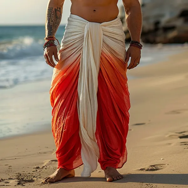 Men's Beach Vacation Casual Trousers, Breathable And Comfortable Gradient Pleated Casual Trousers - Trisunshine.com 