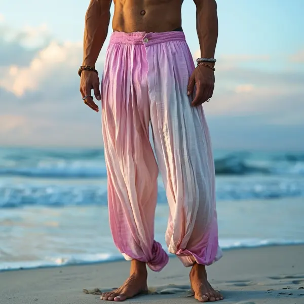 Men's Beach Vacation Casual Trousers, Breathable And Comfortable Pleated Casual Trousers - Yiyistories.com 