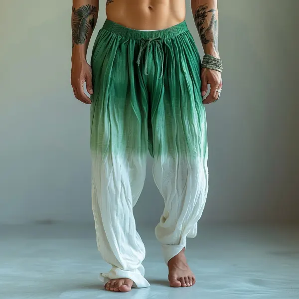 Men's Beach Vacation Casual Trousers, Breathable And Comfortable Pleated Linen Trousers - Trisunshine.com 