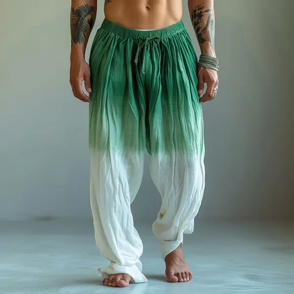 Men's Beach Vacation Casual Trousers, Breathable And Comfortable Pleated Linen Trousers - Yiyistories.com 