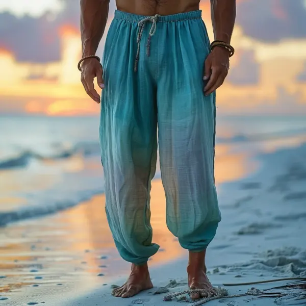 Men's Beach Vacation Casual Trousers, Breathable And Comfortable Pleated Casual Trousers - Yiyistories.com 