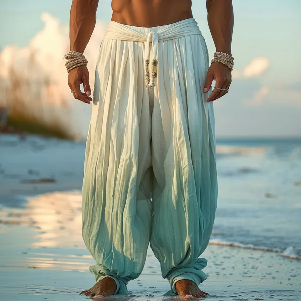 Men's Casual Beach Vacation Trousers Oversized Pleated Trousers - Yiyistories.com 