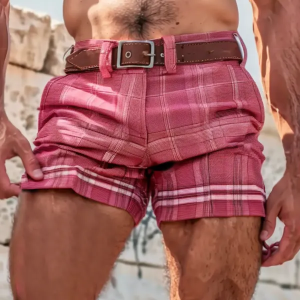 Men's Holiday Plaid Print Hot Shorts - Fineyoyo.com 