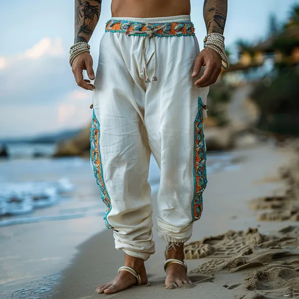 Retro Loose Breathable Linen Men's Ethnic Style Linen Casual Pants - Albionstyle.com 