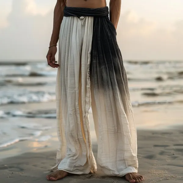 Men's Casual Beach Vacation Trousers Oversized Pleated Trousers - Yiyistories.com 
