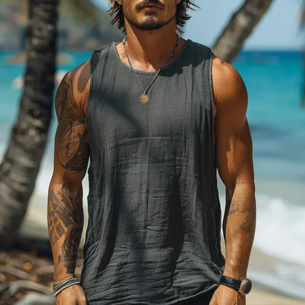 Men's Casual Vintage Linen Vest - Wayrates.com 