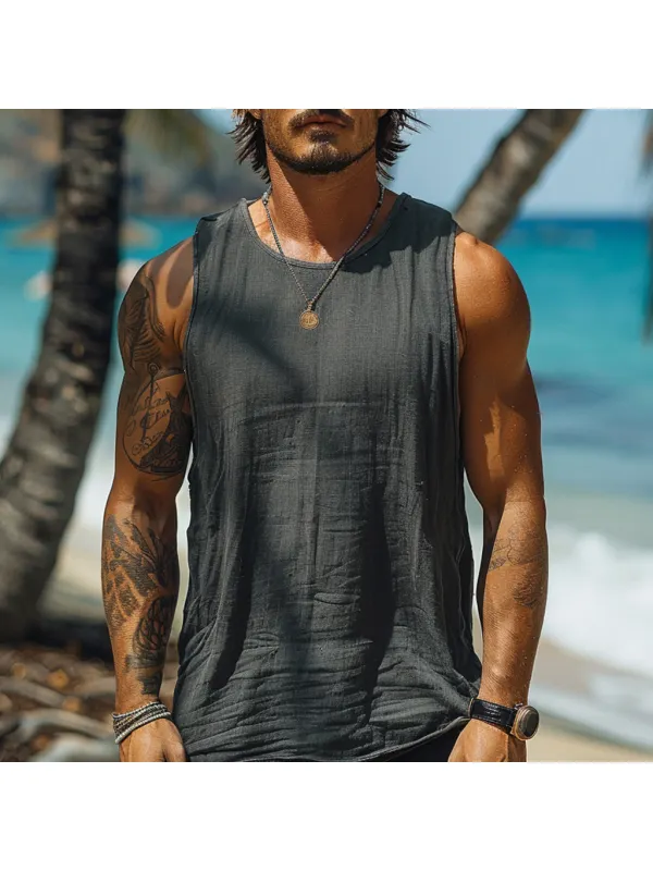 Men's Casual Vintage Linen Vest - Aptkoi.com 