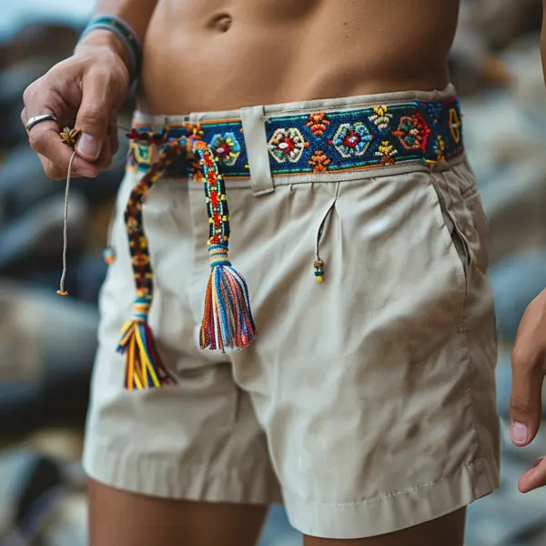 Retro Ethnic Casual Linen Shorts Style Shorts - Albionstyle.com 