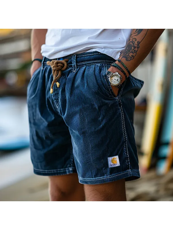 Corduroy Surf Shorts Unisex Street Retro Skateboard Shorts - Frontiercool.com 