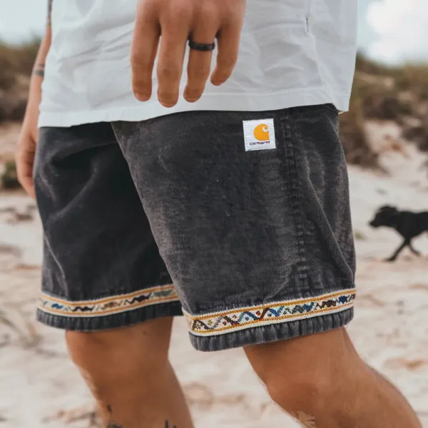 Corduroy Surf Shorts Unisex Street Retro Skateboard Shorts - Cotosen.com