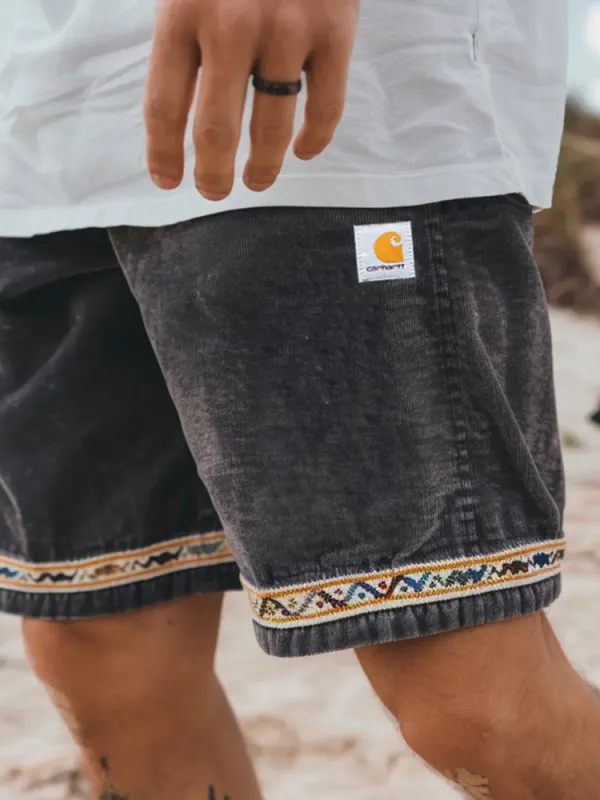 Carhartt Corduroy Surf Shorts Unisex Street Retro Skateboard Shorts - Menbarn.com 