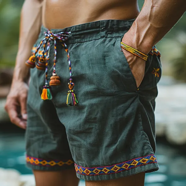 Retro Ethnic Casual Linen Shorts Style Shorts - Yiyistories.com 