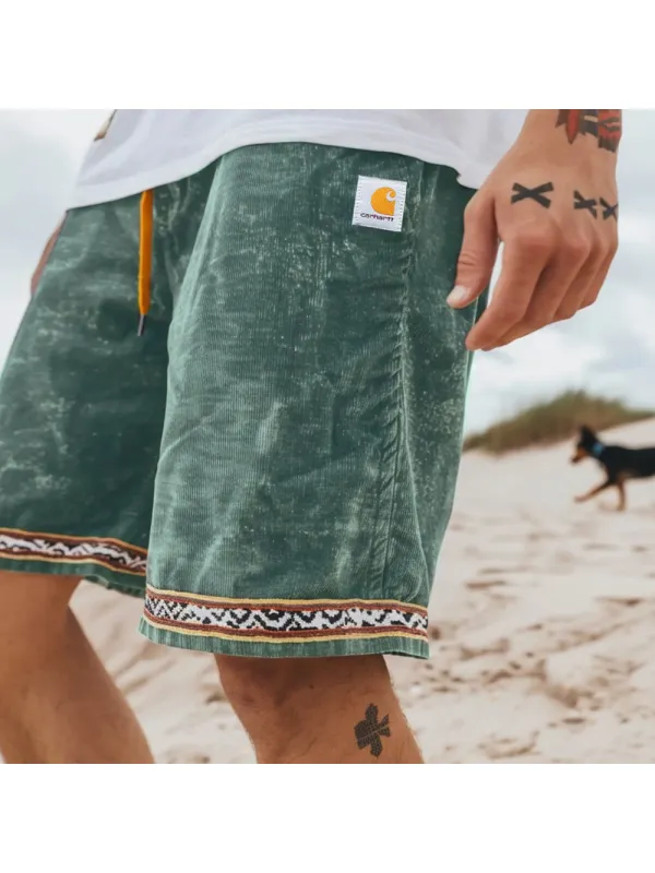 Corduroy Surf Shorts Unisex Street Retro Skateboard Shorts - Frontiercool.com 