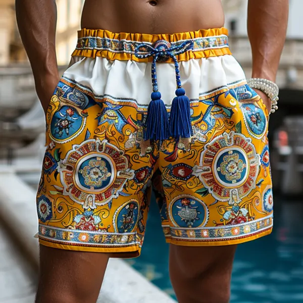 Men's Casual Ethnic Style Shorts - Fineyoyo.com 
