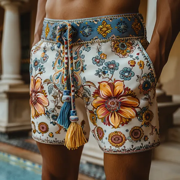 Men's Casual Ethnic Style Shorts - Fineyoyo.com 
