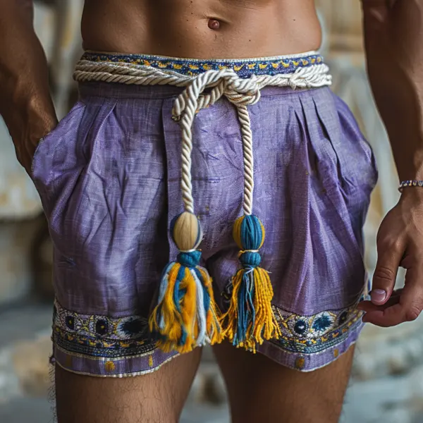 Men's Casual Ethnic Linen Shorts - Albionstyle.com 
