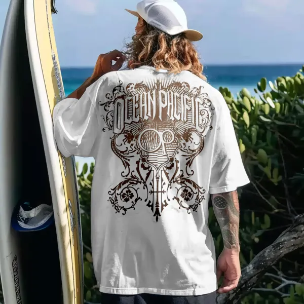 Men's Surf Branded Print Casual T-Shirt - Wayrates.com 