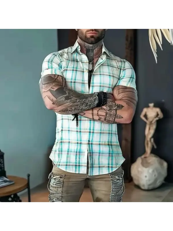 Men's Plaid Design Shirt - Anrider.com 
