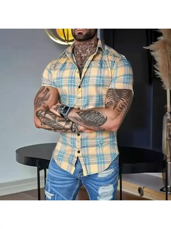 Fashionable Plaid Tight Shirt - Anrider.com 
