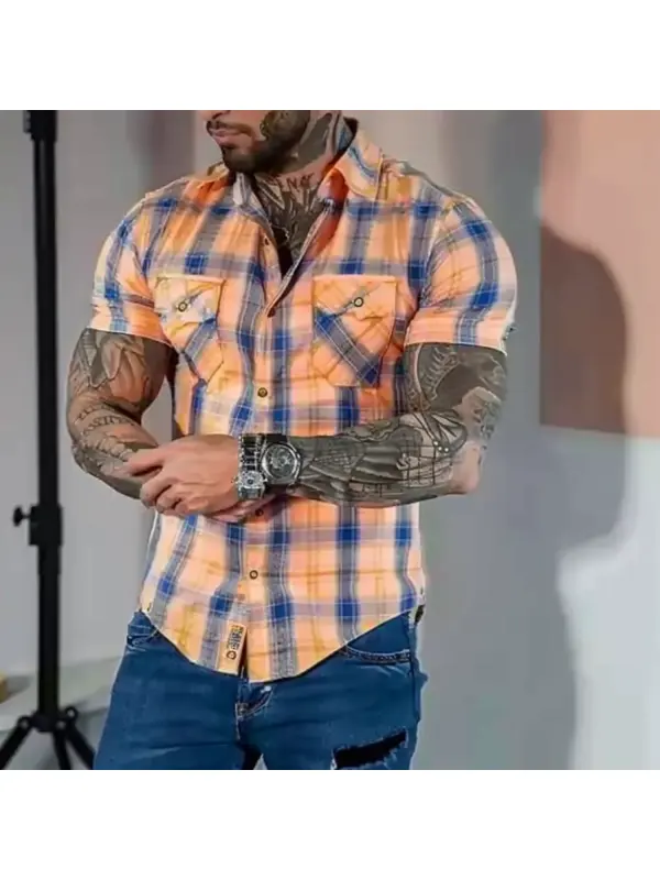 Men's Plaid Pocket Design Shirt - Anrider.com 