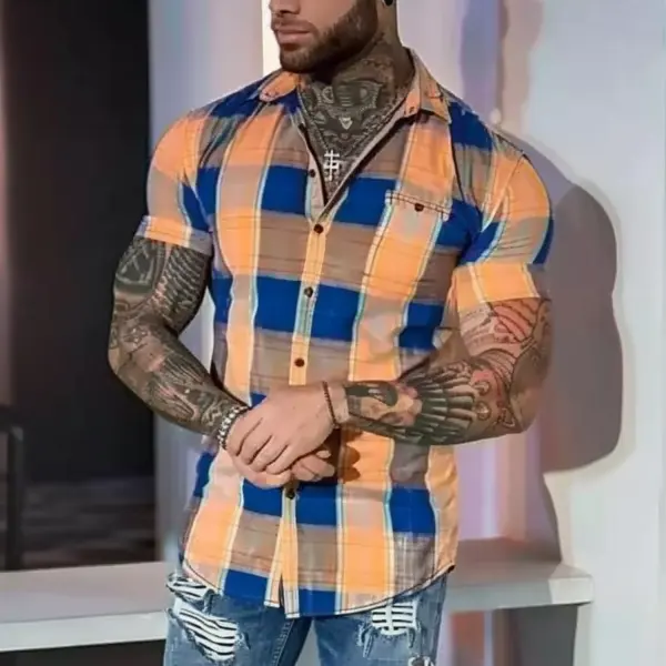 Men's Plaid Short Sleeve Shirt - Trisunshine.com 