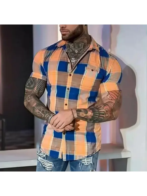 Men's Plaid Short Sleeve Shirt - Anrider.com 