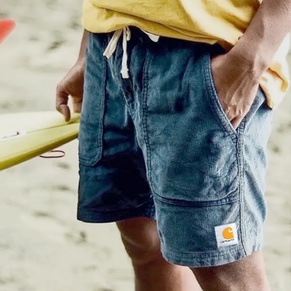 Unisex Vintage Corduroy Casual Surf Shorts - Dozenlive.com 