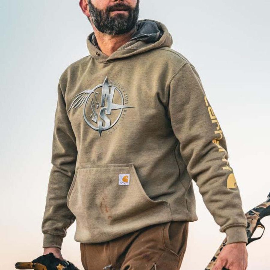 

Men's Vintage Duck Hunting Pocket Casual Long Sleeve Hoodie